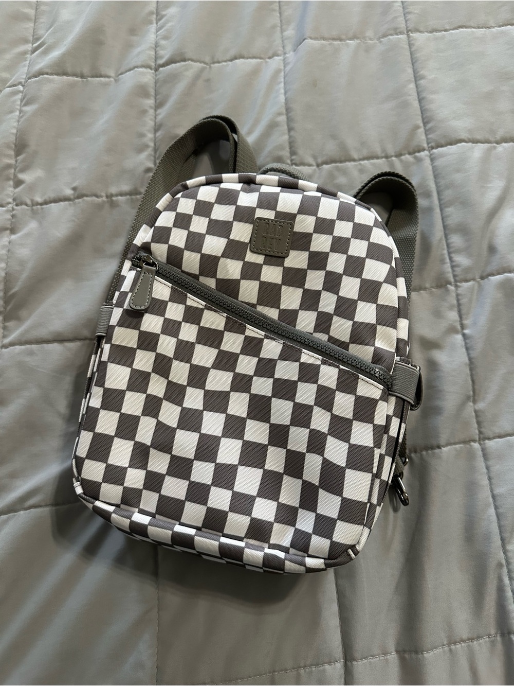Rad Rev Checked Gray and White Small Backpack
